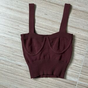 ZARA, size SMALL, women’s brown knit crop top